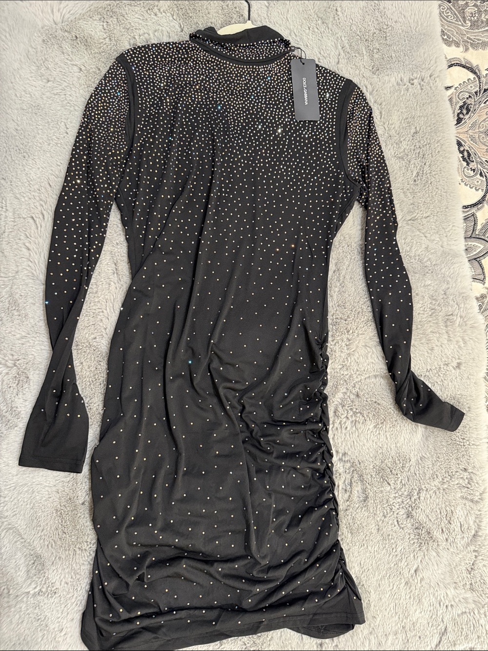 DG Black Rhinestone-Embellished Long Dress - Unknown Brand
